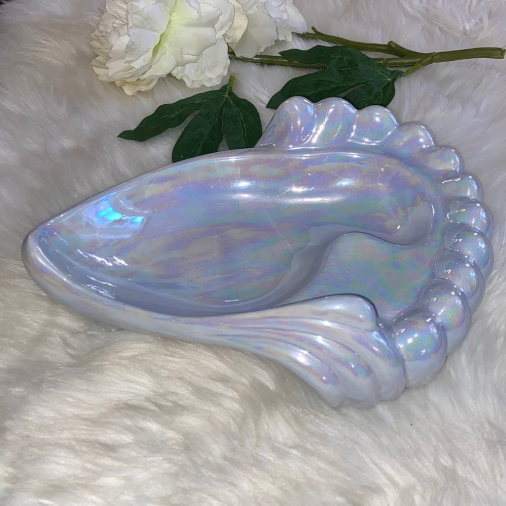 2/14/61 Unique JAB Iridescent Blue Shell Display Ceramic Tray - Picture 6 of 17